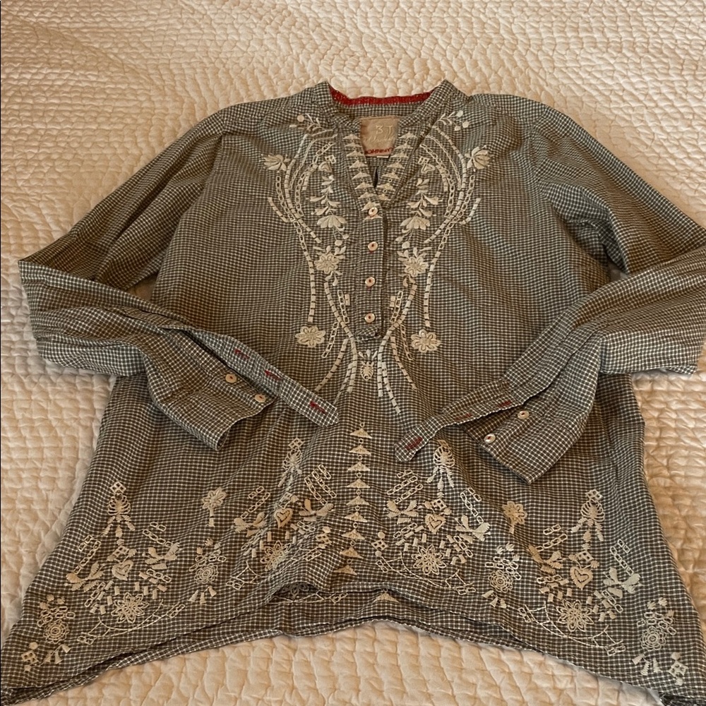 Johnny Was 3J Workshop embroidered blouse.